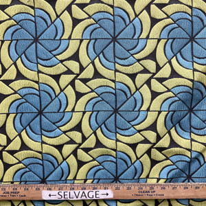 Geometric in Citron Green and Blue | Upholstery Fabric | Jacquard | Heavyweight | 54" Wide | By the Yard