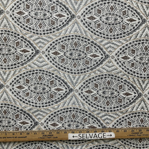 Aretuza in Truffle | Upholstery Fabric | Off White Brown Black Geometric | Heavy Weight | 54" Wide | By The Yard