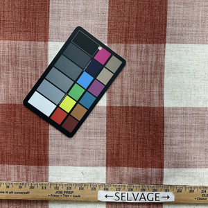 Hartwood in Papaya | Upholstery Fabric | Brick Red Beige Plaid Check | Medium Weight | 54" Wide | By The Yard