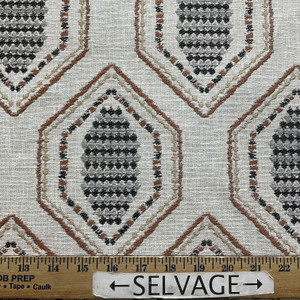 Parnell in Spice | Upholstery Fabric | Beige Orange Black Geometric | Medium Weight | 54" Wide | By The Yard