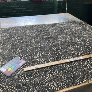 Abbington in Onyx | Upholstery Fabric | Black Beige Damask Chenille | Heavyweight | 54" Wide | By The Yard