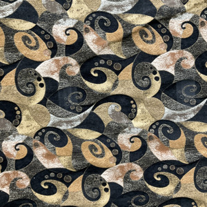 Soleil in Black | Upholstery Fabric | Black Tan Brown Swirls Chenille | Heavyweight | 54" Wide | By The Yard