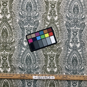 Renoir in Ivey | Upholstery Fabric | Blue Green Paisley Damask | Medium Weight | 54" Wide | By The Yard