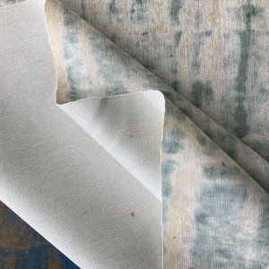 Sungari in Aquamarine | Printed Velvet Upholstery Fabric | Abstract in Green / Blue / Off White | Medium Weight | 54" Wide | By the Yard