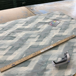 Aqua in Fina | Upholstery Fabric | Blue Offwhite Geometric | Medium Weight | 54" Wide | By The Yard