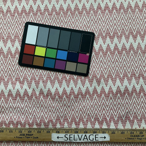 Needlepoint in Cherry | Upholstery Fabric | Red Off White Chevron | Medium Weight | 54" Wide | By The Yard