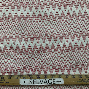 Needlepoint in Cherry | Upholstery Fabric | Red Off White Chevron | Medium Weight | 54" Wide | By The Yard