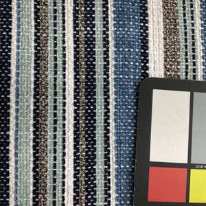 Wayfared in Frost | Upholstery Fabric | Blue / White / Black Chenille Stripe | Heavy Weight | 54" Wide | By The Yard