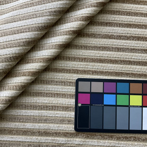 Beige Stripe Textured Chenille | Upholstery Fabric | Beige Brown Stripes | Medium Weight | 54" Wide | By The Yard