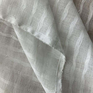 Transparent in Snow | Sheer Drapery Fabric | Striped Gauzy Sheer White | Very Lightweight | 58" Wide | By the Yard