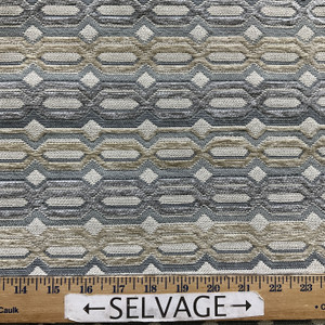 Skyfall in Mist | Upholstery Fabric | Steel Blue Beige Geometric Chenille | Heavyweight | 54" Wide | By The Yard