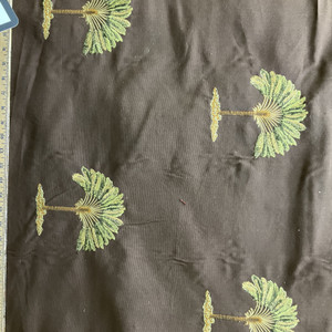 Palm Tree in Green  / Brown | Upholstery Fabric | Embroidered | Medium Weight | 54" Wide | By the Yard