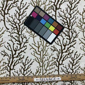 Delmar in Coffee | Home Decor Fabric / Drapery | Coral in Shades of Brown on Natural | Medium Weight | 54" Wide | By the Yard