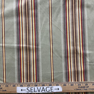 Padre in Stone | Upholstery Fabric | Red Yellow Khaki Stripes | Medium Weight | 54" Wide | By The Yard