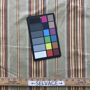 Padre in Stone | Upholstery Fabric | Red Yellow Khaki Stripes | Medium Weight | 54" Wide | By The Yard