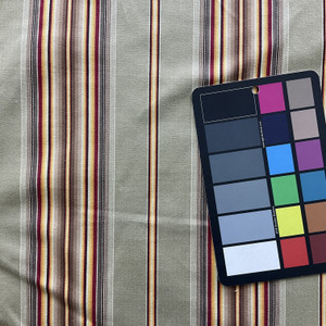 Padre in Stone | Upholstery Fabric | Red Yellow Khaki Stripes | Medium Weight | 54" Wide | By The Yard