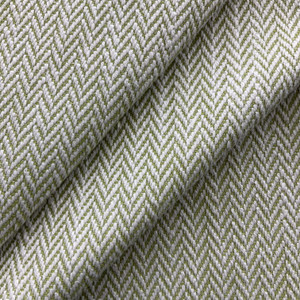 Funnybone in Kiwi | Upholstery Fabric | Green White Herringbone Chevron | Heavy Weight | 54" Wide | By The Yard
