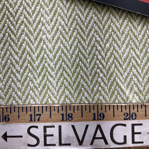 Funnybone in Kiwi | Upholstery Fabric | Green White Herringbone Chevron | Heavy Weight | 54" Wide | By The Yard