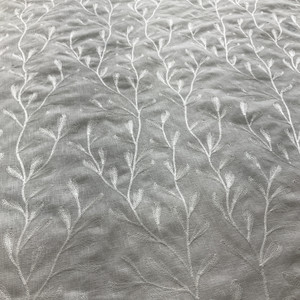 Tangle in Alabaster | Embroidered Drapery Fabric | White Leafy Vines | Medium Weight | 54" Wide | By The Yard
