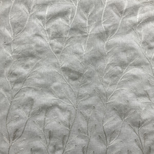 Tangle in Alabaster | Embroidered Drapery Fabric | White Leafy Vines | Medium Weight | 54" Wide | By The Yard