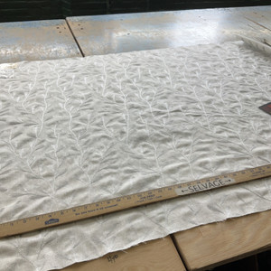 Tangle in White Pebble | Embroidered Drapery Fabric | White Silver Leafy Vines | Medium Weight | 54" Wide | By The Yard