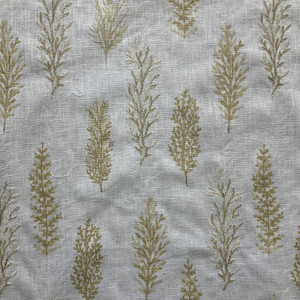 Woodlands in Straw | Embroidered Drapery Fabric | Foliage in Yellow | Medium Weight | 54" Wide | By The Yard