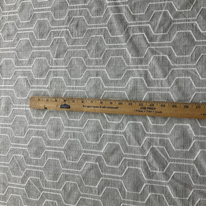 Zayla in Pewter | Embroidered Drapery Fabric | Grey Geometric Design | Medium Weight | 54" Wide | By The Yard