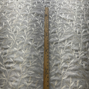 Tangle in Pewter | Embroidered Drapery Fabric | Grey Leafy Vines | Medium Weight | 54" Wide | By The Yard