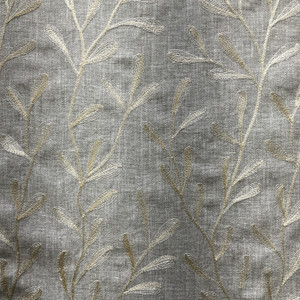 Tangle in Pewter | Embroidered Drapery Fabric | Grey Leafy Vines | Medium Weight | 54" Wide | By The Yard