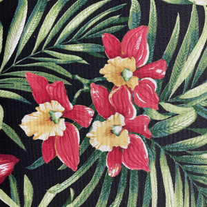 Turcotte in Onyx | OUTDOOR Home Decor Fabric | Tropical Floral in Red / Green / Black | Berkshire Home | Medium Weight | 54" Wide | By the Yard (Also Sku PHX0224-1180)