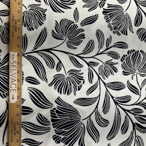 Floral in Dark Navy and Light Greyish-White | Outdoor Upholstery Fabric | Water Resistant | Sunbrella-like | 54" wide | By the Yard
