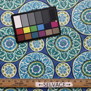 Tabea in Ocean | OUTDOOR Home Decor Fabric | Medallions in Blue / Green | Berkshire Home | Medium Weight | 54" Wide | By the Yard