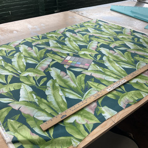 Solarium Mekko in Emerald | OUTDOOR Home Decor Fabric | Leaves in Teal / Green | Richloom | Medium Weight | 54" Wide | By the Yard (Also sku fdc0123-0826266)
