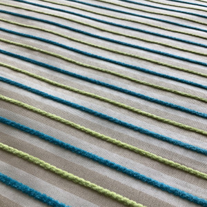 Jupiter in Green | Upholstery Fabric | High Performance | Green Blue Textured Stripe | Medium Weight | 54" Wide | By The Yard