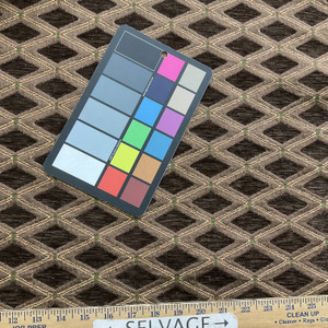 Andrea in Spice | Upholstery Fabric | Brown Green Diamond Chenille | Heavy Weight | 54" Wide | By The Yard