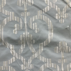 Aqua in Clubs | Upholstery / Drapery Fabric | Large Scale Scrollwork in Light Blue / Off White | Medium Weight | 54" Wide | By the Yard