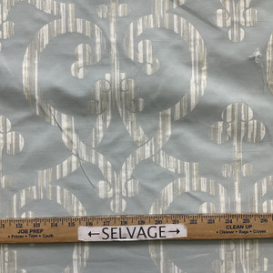 Aqua in Clubs | Upholstery / Drapery Fabric | Large Scale Scrollwork in Light Blue / Off White | Medium Weight | 54" Wide | By the Yard