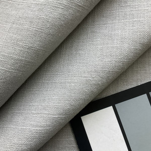 Linen in Silver Dollar | Drapery / Apparel Fabric | Grey Slub Weave | Medium Weight | 54" Wide | By the Yard