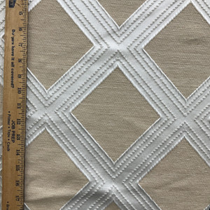 Network in Pewter | Upholstery Fabric | Diamond Design in Beige / Off White | Medium Weight | 54" Wide | By the Yard