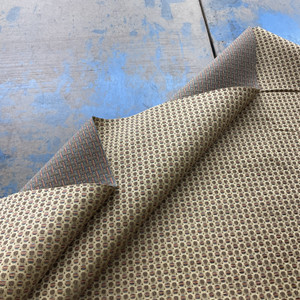 Higgins in Goldilocks | Upholstery Fabric | Circle Design in Tan / Orange / Blue | Heavyweight | 54" Wide | By the Yard