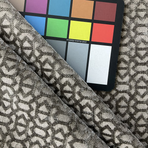 Ambrose in Mushroom | Chenille Upholstery Fabric | Grey Taupe Scrollwork Design | Heavy Weight | 54" Wide | By The Yard