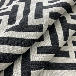 Wyndham in Mica | Upholstery Fabric | Maze Design in Black / Off White | Heavyweight | 54" Wide | By the Yard