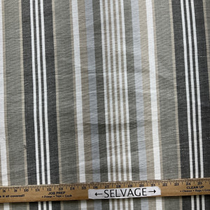 Meadow Stripe in Linen | Upholstery Fabric | Grey Beige Stripe | Medium Weight | 54" Wide | By The Yard