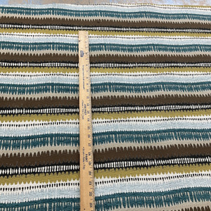 Boho in Celeste | Decorative Stripe Upholstery Fabric | Blue / Brown | 54" Wide | By the Yard