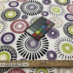 Douro in Mardi Gras | Velvet Home Decor Fabric | Purple Green Red Medallions | Covington | 54" Wide | By the Yard