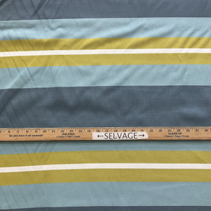 Wide Stripes in Blue Green White | Upholstery Fabric | Large Scale | Medium weight | 54" Wide | By the Yard