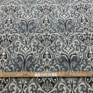 La Salle in Charcoal | Home Decor Fabric | Blue-Grey Black Beige Ikat | Magnolia Home | 54" Wide | By the Yard