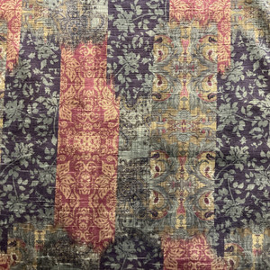 Antica in Pinot | Printed Velvet Upholstery Fabric | Burgundy Olive Green | Paisley Damask Patchwork | 54" Wide | By the Yard