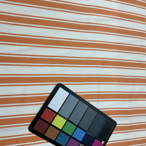 Blake in Creamsicle | Drapery / Upholstery Fabric | Orange / Off White Herringbone Stripes | 54" Wide | By the Yard