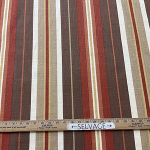 Stripes Brick Orange Brown | Home Decor Fabric | Drapery | Medium Weight | 54" Wide | By the Yard